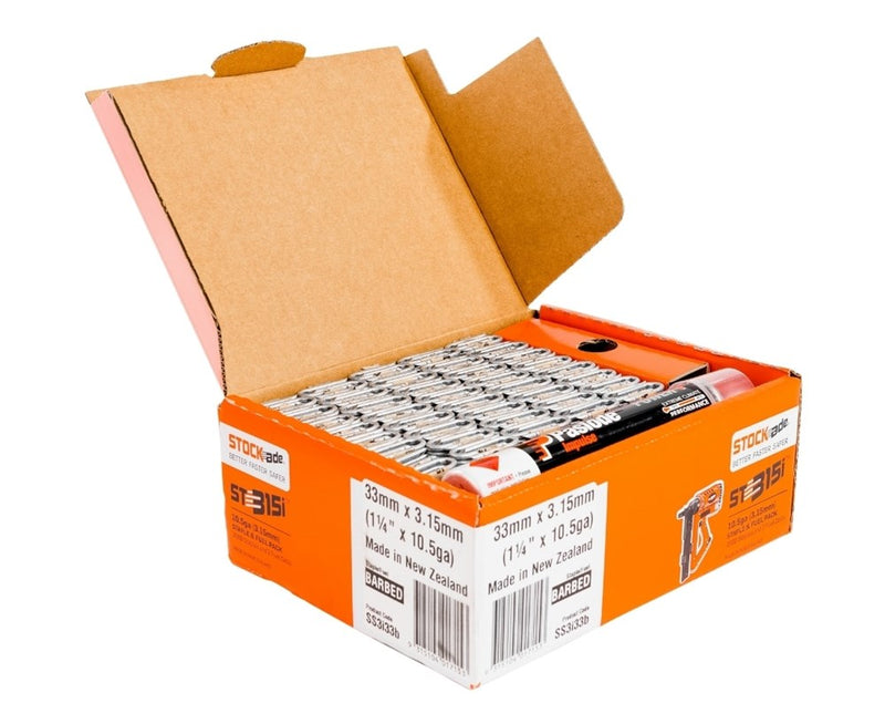 STOCKADE 33MM BARBED STAPLES WITH GAS - SUITS ST315i 12441 - Toolup Australia