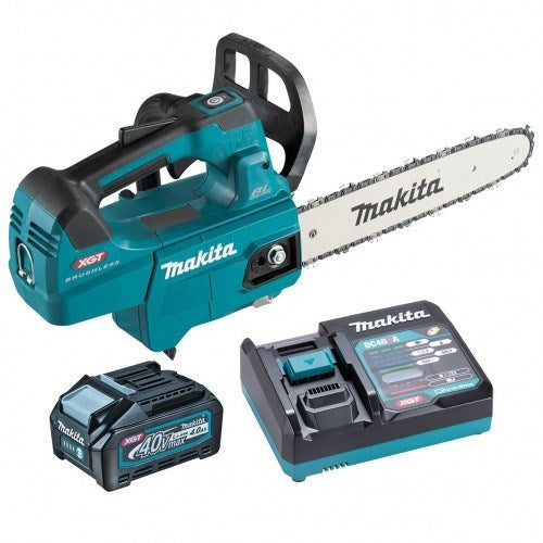 Makita 40V Max BRUSHLESS 300mm Top Handle Chainsaw - Includes 4.0Ah Battery & Single Port Rapid Charger UC003GM101