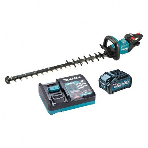 Makita 40V Max BRUSHLESS 750mm Hedge Trimmer Kit, Max branch dia. 21.5mm - Includes 4.0Ah Battery & Single Port Rapid Charger UH007GM101