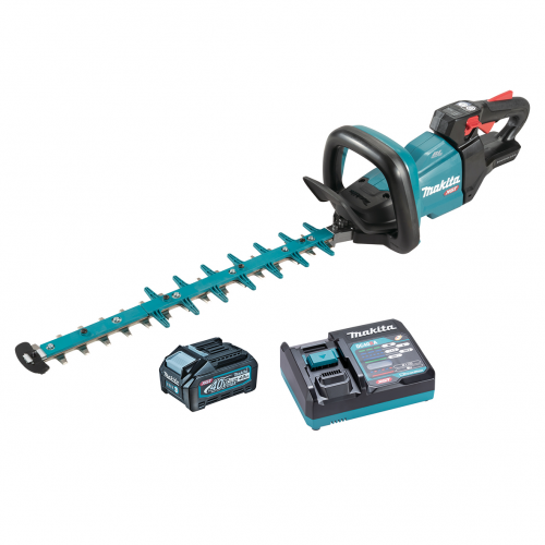Makita 40V Max BRUSHLESS 600mm Hedge Trimmer Kit, Max branch dia. 25mm - Includes 4.0Ah Battery & Single Port Rapid Charger UH008GM101